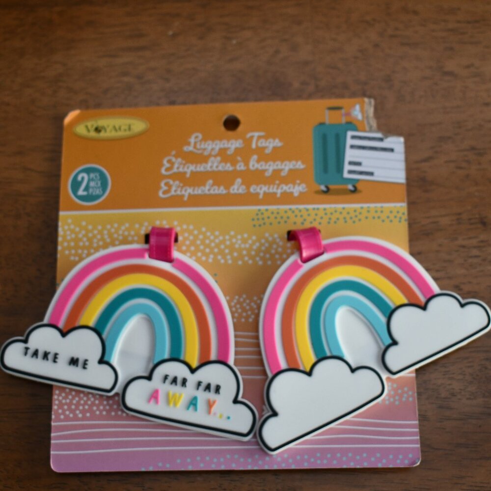 Rainbow Luggage Tag Kids Suitcase Work Sports ID Fun Gift Travel Lovers 2 tags